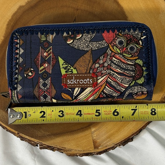 Sakroots Coated Canvas Colorful Owl Zip Double Zip boho Wallet - Picture 1 of 10